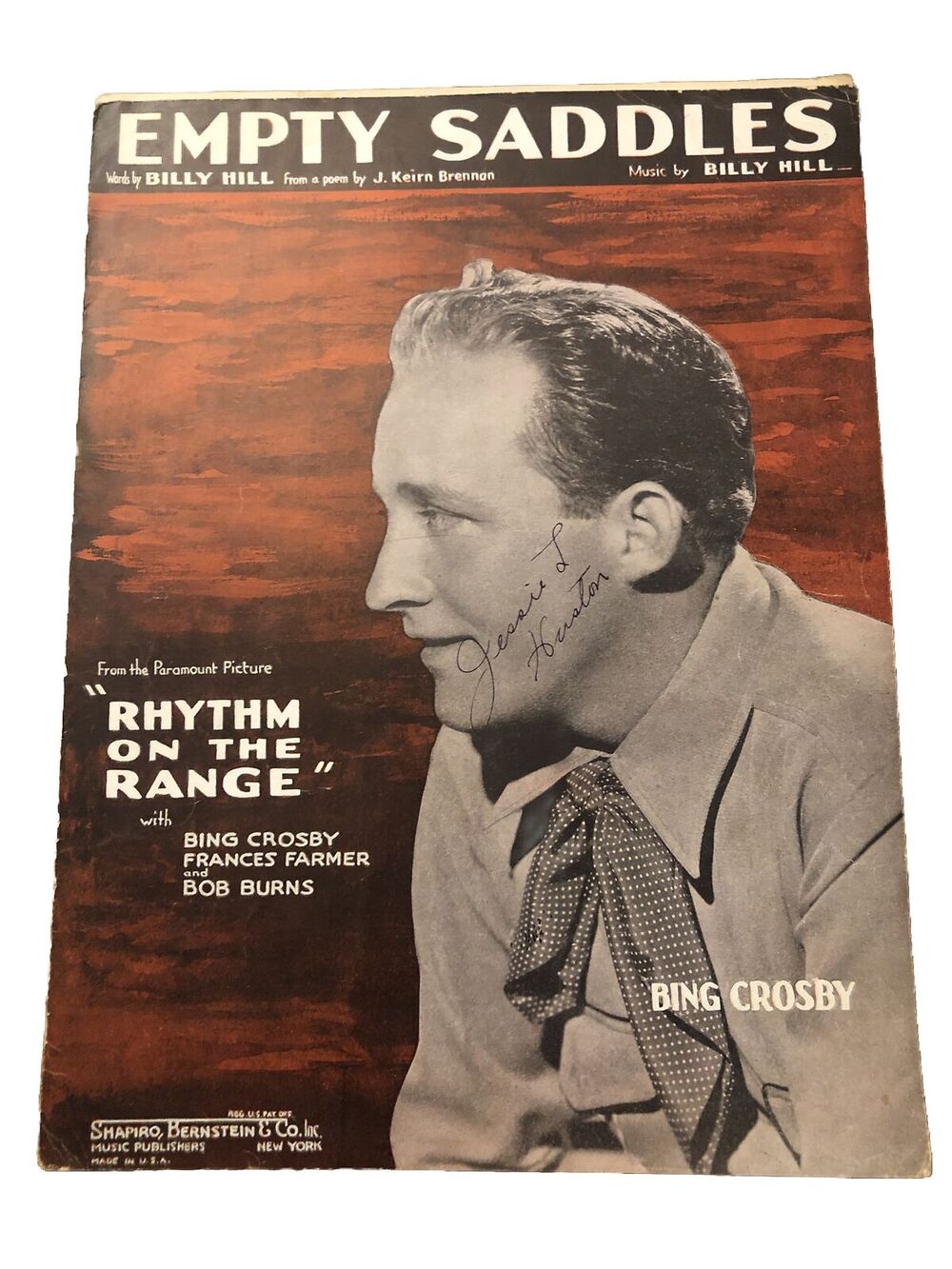 Vintage Sheet Music 1936 Empty Saddles Bing Crosby